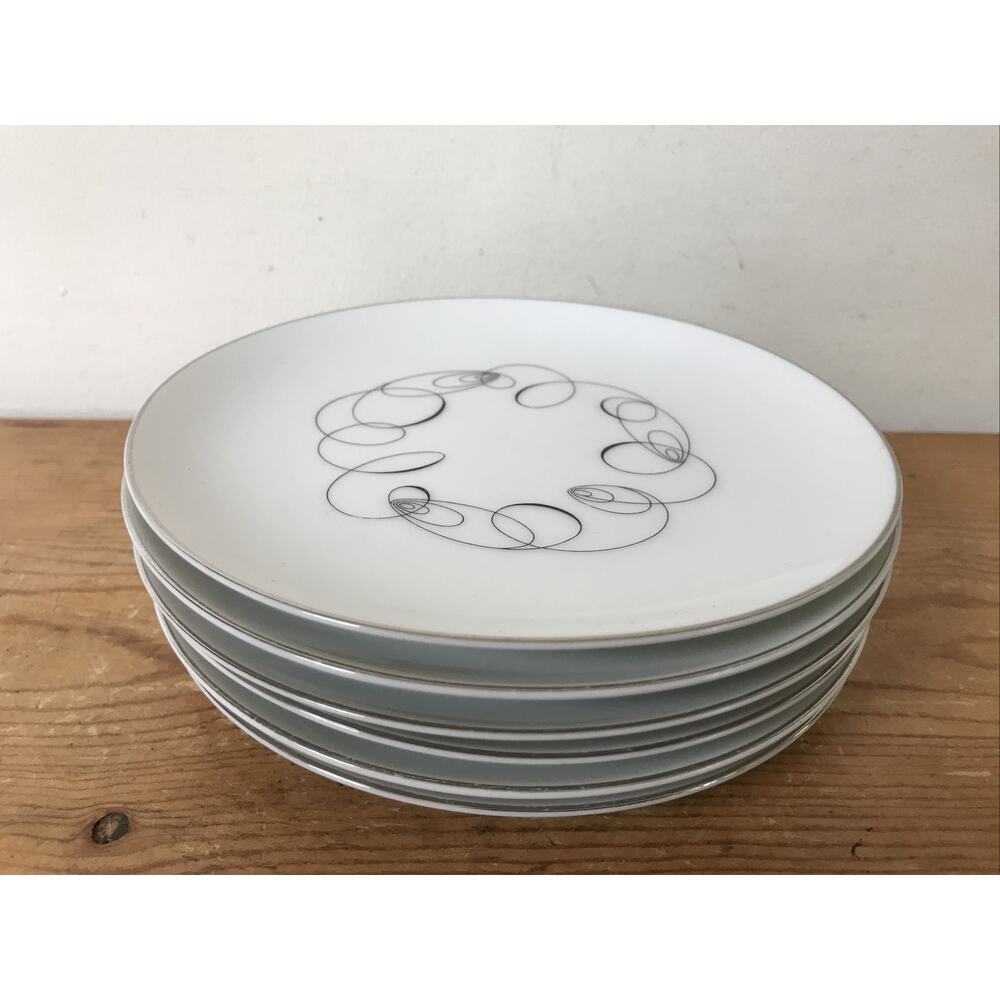 Vtg Mid Century Set Lot 6 Tempo Meito Japan Porcelain China Dessert Plates 6.5"